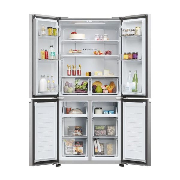 Haier HCR3818ENMM 83.3cm Total No Frost Multi Door Fridge Freezer - Inox_open