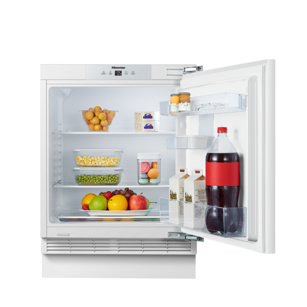 Hisense RUL178D4AWE 59.5cm Intergrated Undercounter Larder Fridge - White_open