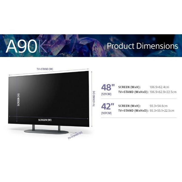 Sony XR42A90KU 42" 4K Ultra HD HDR Google TV_dimen