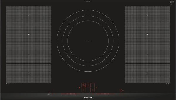 Picture of Siemens EX975LVV1E iQ700 90cm Induction Hob with Flexible Cooking Zone in Black Glass