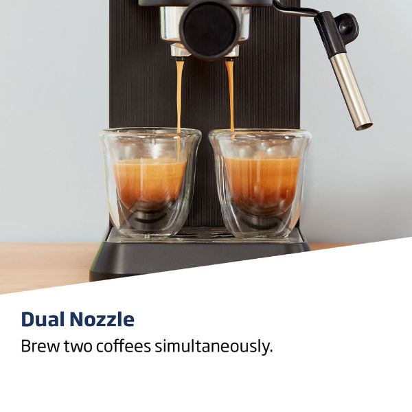 Beko CEP5302B CaffeExperto Manual Espresso with Steam Wand - Black_dual nozzle
