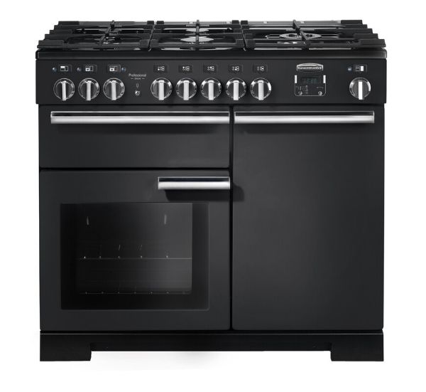 Rangemaster 126090 Professional Deluxe 100 Dual Fuel Range Cooker in Charcoal Black with Chrome Trim - PDL100DFFCB/C