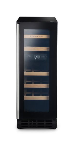 Rangemaster RWC3018BL/ 126150 30cm Wine Cooler in Black with Stainless Steel Trim_front