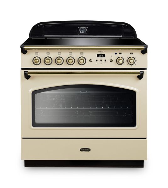 Rangemaster 131780 Classic FX 90 Induction Range Cooker in Cream with Brass Trim - CLAS90FXEICR/B