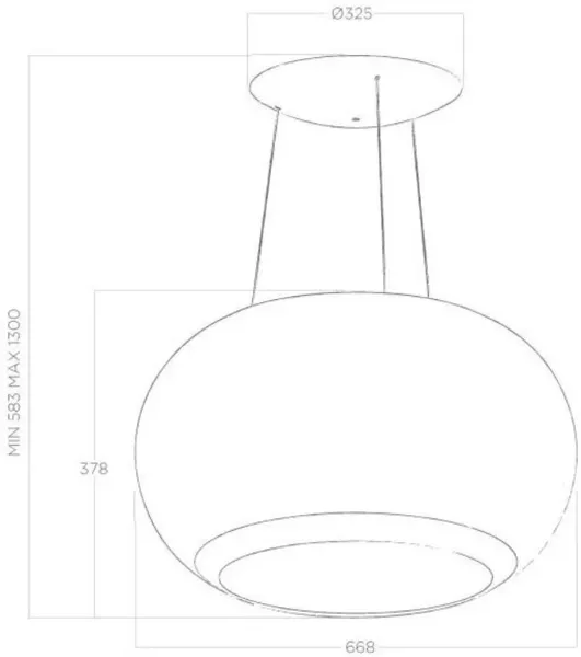 Elica INTERSTELLAR-C Interstellar 90cm Ceiling Cooker Hood in Clear Crystal_dimensions