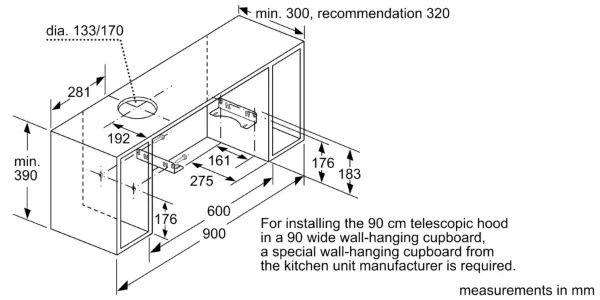 Siemens LI94MA530B 90cm Telescopic Cooker Hood_dimensions3