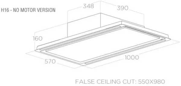 Elica HILIGHT-X-16-WH HiLight 16cm High Cooker Hood in White Lacquered Steel_dimensions