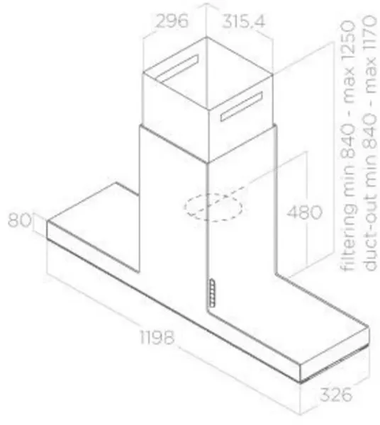 Elica HAIKU-ISL-120-SS Haiku Island 120cm Cooker Hood in Stainless Steel_dimensions