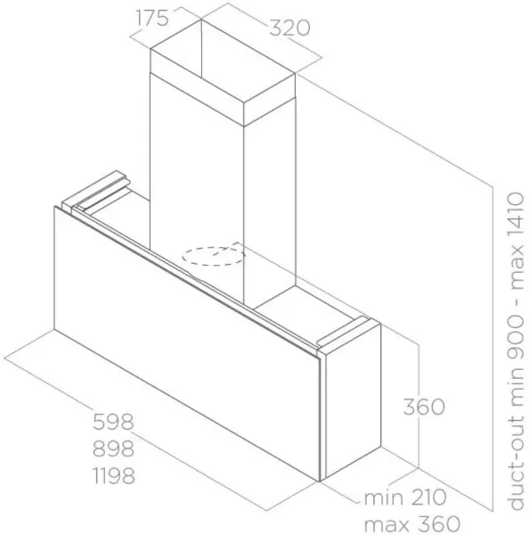 Elica RULES-DKT-120 Rules 120cm Wall Mounted Cooker Hood in Dekton Stoneware_dimensions
