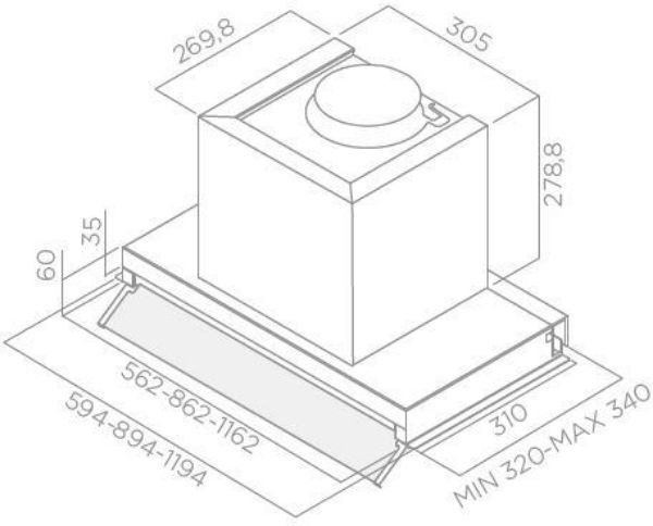 Elica BOXIN-HE-90 Boxin HE 90cm Cooker Hood in Stainless Steel & White Glass_dimensions