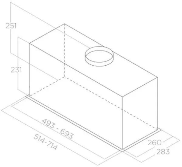 Elica FOLD-SS-60 Fold 60cm Wide Canopy Hood in Stainless Steel_dimensions
