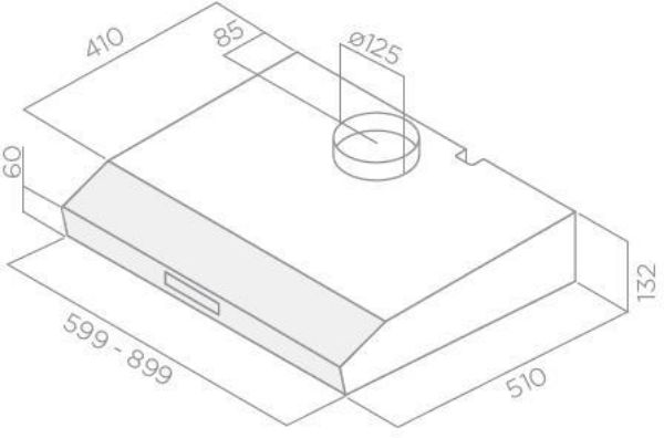 Elica KREA-LX-60-SS 90cm Cooker Hood in Stainless Steel_dimensions