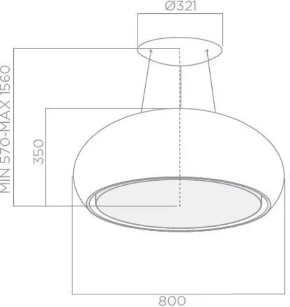 Elica PEARL-SS Pearl 80cm Wide Ceiling Cooker Hood in Polished Stainless Steel _dimensions
