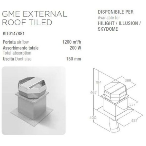 Elica KIT0147881 Remote motor - external flat tiled roof_diagram