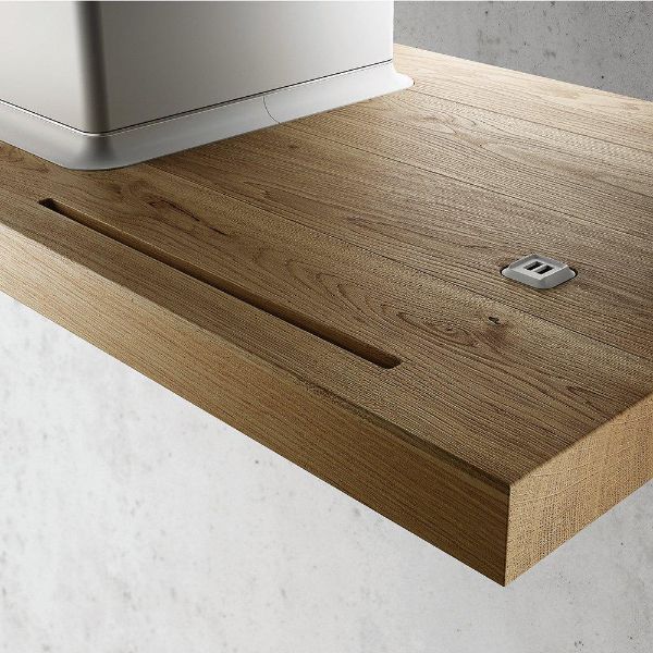 Elica BIO 90cm Wall Mounted Chimney Hood in White and Oak_oak