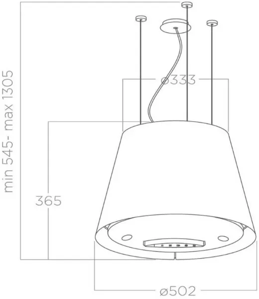 Elica EASY-UX-SS 50cm Wide Ceiling Mounted Hood in Stainless Steel_dimensions