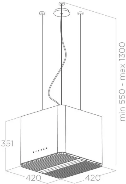 Elica PIX-CC 40cm Wide Ceiling Mounted Cooker Hood in Concrete_dimensions