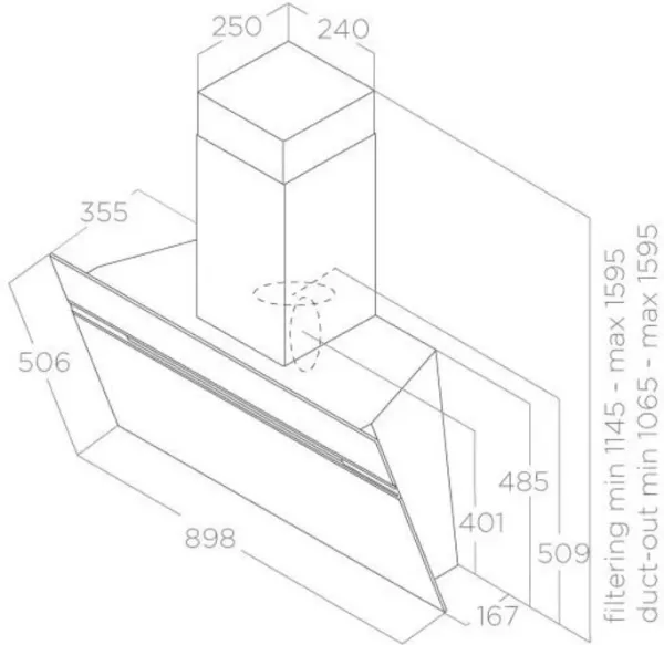 Elica Ascent-URB-ZC 90cm Wide Angled Hood In Zinc_dimensions