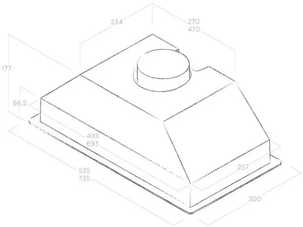 Elica ERA-LUX-SS-60 60cm ERA LUX Canopy Hood in Stainless Steel_dimensions