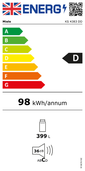 Miele KS 4383 DD Freestanding Fridge with DynaCool and DailyFresh_energy rating