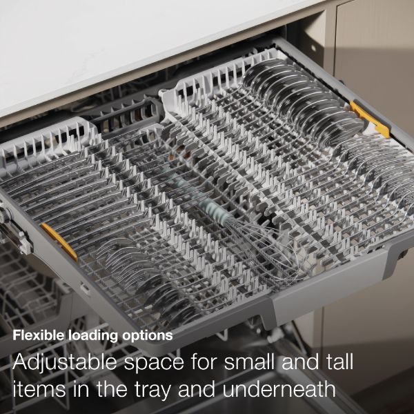 Miele G7655 SCVi XXL AutoDos XXL Full Size Integrated Dishwasher in Stainless Steel_flexible loading options