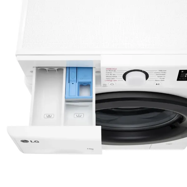 LG F4Y511WBLN1 11kg 1400 Spin Washing Machine - White_drawer open