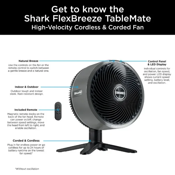 Shark FA150UK FlexBreeze TableMate Indoor to OutdoorTabletop Fan - Winter Fog_flexbreeze