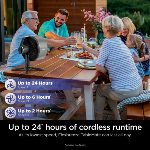 Shark FA150UK FlexBreeze TableMate Indoor to OutdoorTabletop Fan - Winter Fog_up to 24 hours cordless runtime