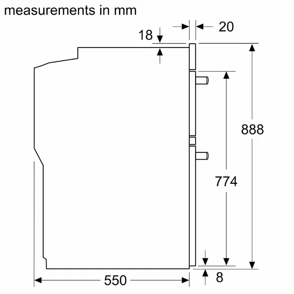 Bosch MBA533BS3B Series 4- 60cm Built In Double Oven - Stainless Steel_measurements