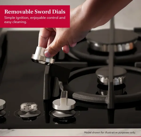 Neff T27PIQ4S0 75cm Gas Hob in Tempered Glass and Black_removable sword dials