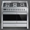Smeg A2-81 100cm Opera Dual Fuel Range Cooker in Stainless Steel _ Front view with background
