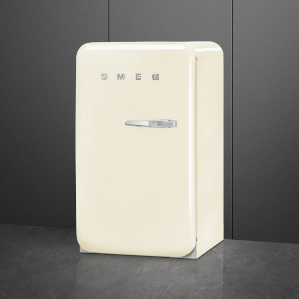 Smeg FAB10LCR6 55cm 50s Style Fridge Freezer Minibar Left Hand Hinge In Cream_side