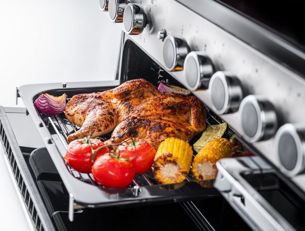 Rangemaster 15834 Edge Deluxe 110cm Induction Range Cooker in Black Glass with Chrome Trim - EDDLB110EIGBLK/CM1_grill