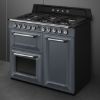 Smeg TR103GR 100cm Victoria Dual Fuel Range Cooker Slate Grey exterior