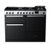 Rangemaster 15816 Edge Deluxe 110 Dual Fuel Range Cooker in Black Glass with Chrome Trim - EDDLO110DFGBLK/CM1_main