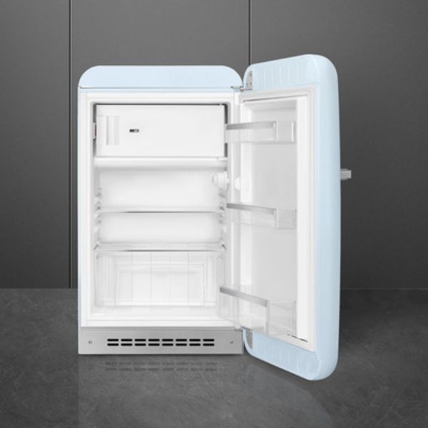 Smeg FAB10RPB5 55cm Fridge with Icebox Right Hand Hinge In Pastel Blue _open