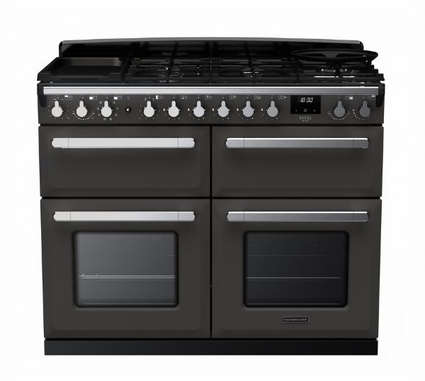 Rangemaster 15249 Estel Deluxe 110 Dual Fuel Range Cooker in Slate with Chrome Trim -  ESDLB110DFPSLT/CM1_main