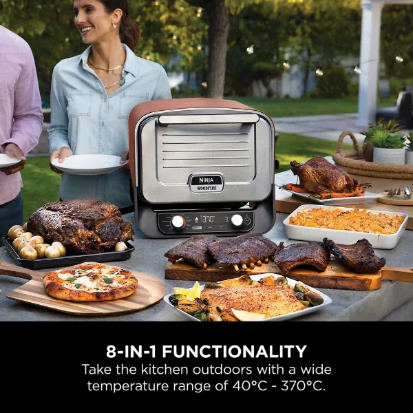 Ninja OO101UKCOVKIT Ninja Woodfire Outdoor Oven with Grill Cover & Woodfire Pellets - Terracotta/Steel_8-in-1 functionality