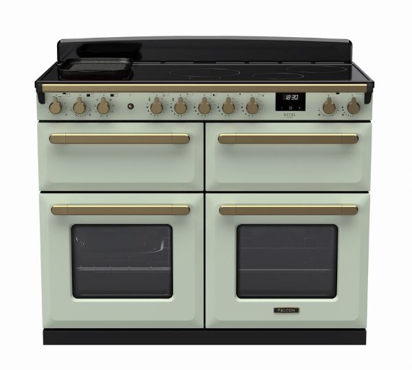 Rangemaster 18171 Deluxe 110 Induction Range Cooker in Mint with Antique Brass Trim - ESDLB110EIPMNT/AB1_main