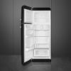 Smeg FAB30LBL5UK 60cm 50s Style Freezer over Fridge Left Hand Hinge In Black_open