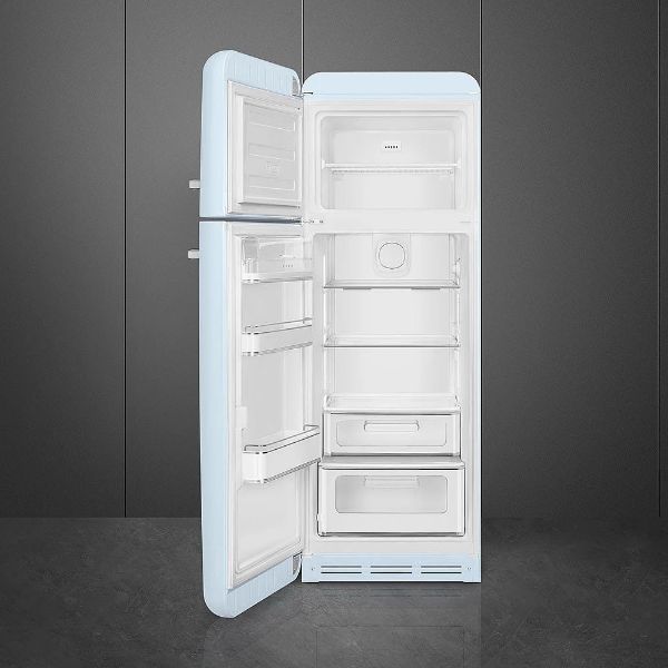 Smeg FAB30LPB5UK 60cm 50s Style Fridge Freezer Left Hand Hinge In Pastel Blue_open