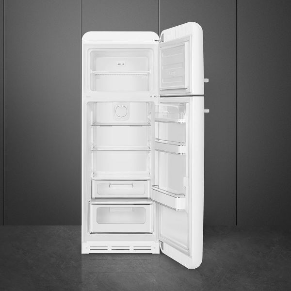 Smeg FAB30RWH5UK 60cm 50s Fridge Freezer Style Right Hand Hinge In White_open