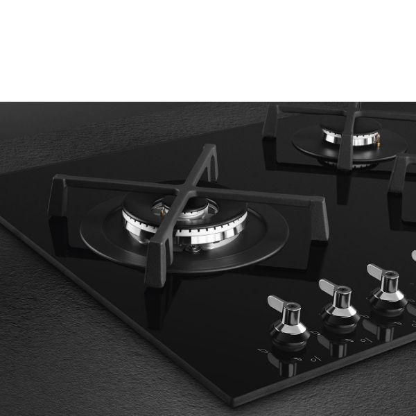 Smeg PV395LN 90cm Classic Gas on Glass on Steel Hob Black knobs
