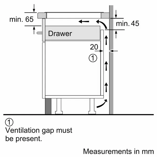 Neff T56FHS1L0KIT 59.2cm Combi Induction Hob with Pan Set - Black_install diagram2