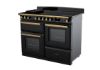 Rangemaster 18123 Estel Deluxe 110 Induction Range Cooker with Proving Drawer in Gloss Black with Antique Brass Trim - ESDLO110EIPGBL/AB1_angled