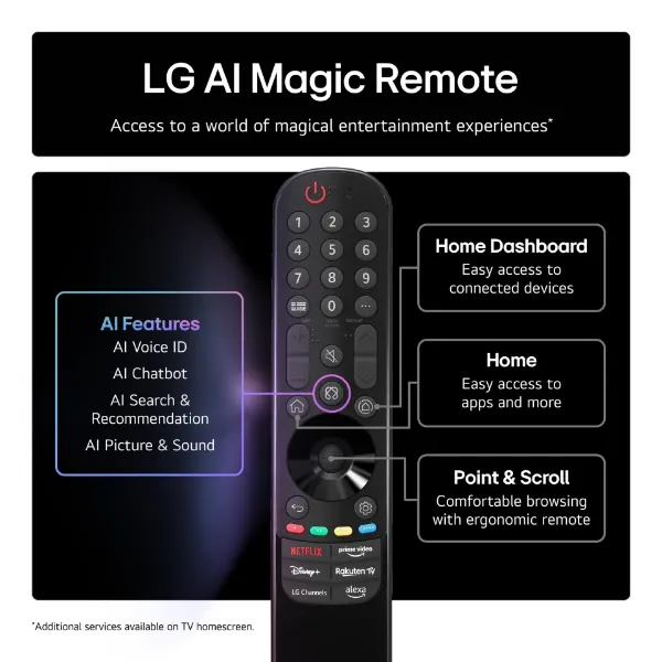 LG OLED83C54LA.AEK 83" 4K Ultra HD OLED evo AI C5 Smart TV_remote