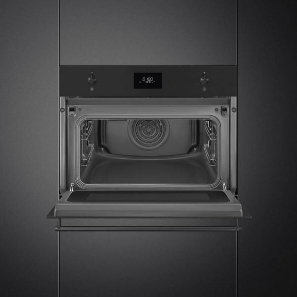 Smeg SO4301M1N 45cm Classic Combi Microwave Matte Black open 2