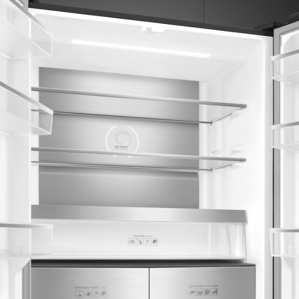 Smeg FQI60KD 91cm Four Door Fridge Freezer Dark Inox shelves