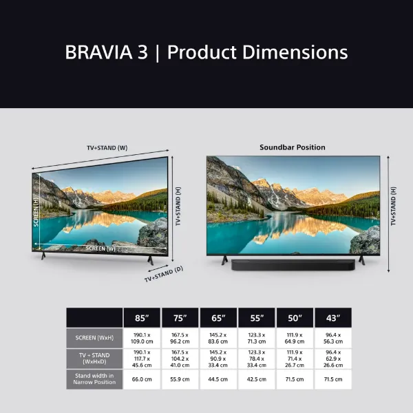 Sony K43S38BP.UKA 43" 4K HDR Google TV_dimensions