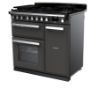 Rangemaster 14977 Estel Deluxe 90 Dual Fuel Range Cooker in Slate with Chrome Trim - ESDL90DFPSLT/CM1_angled